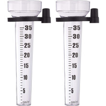 (As show, One size) Transparent Batch Of 2 Rain Gauges With Accessories, Garden Instrument, Large Display Screen, 35 M M/m Plastic.
