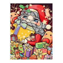(19.6x27.6 inch, One size) Cartoon Santa & Reindeer Gifts Diamond Painting Round Full Drill Christmas Nouveaute Diy Mosaic Embroidery 5d Cross Stitch