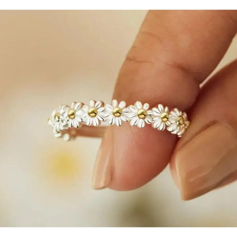1pcs Sweet Daisy Flower Rings For Women Open Adjustable Ring Electroplating Cuff Wedding Engagement Rings Custom Jewelry