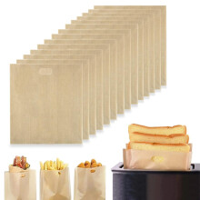 6 Pack Non-Stick Reusable Washable Toaster Bags for Grilled Cheese Sandwiches Panini Snacks