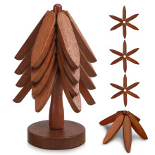 4 Foldable Wooden Trivets for Hot Pots and Pans Table Protectors Sapele Wood