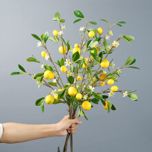 3 Pack Lifelike Artificial Lemon Branches for Home Office Decoration 27 in