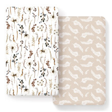 2 Pack Ultra Soft Jersey Knit Fitted Crib Sheets for Baby Standard Crib Mattress Pads Beige