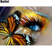 (19.6x27.6 inch, One size) Diamond Embroidery Butterfly Eye Landscape Full Drill Diamond Painting Woman Beaded Embroidery Rhinestone Pictures
