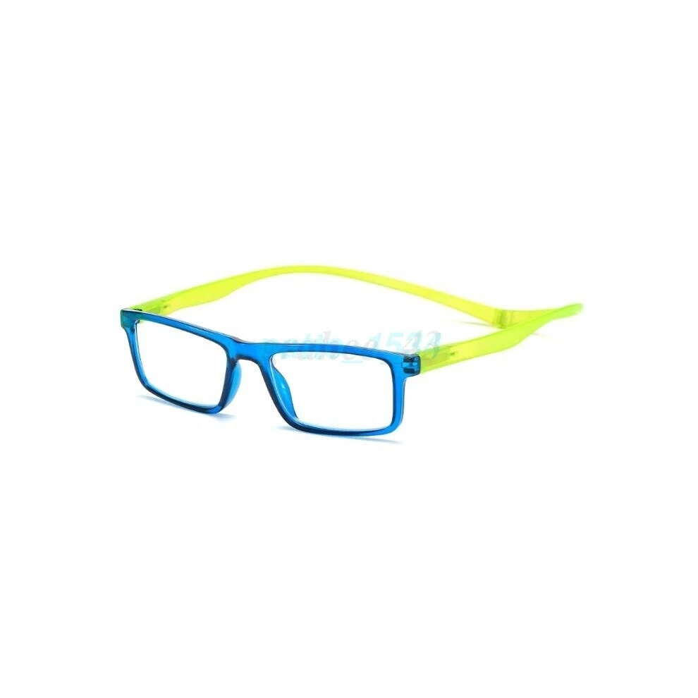 (Blue, +1.0) Magnetic Reading Glasses Snap Click Neck Hang Presbyopic Eyeglasses +1.00 ~ 4.00