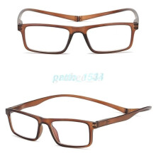 (Brown, +1.5) Magnetic Reading Glasses Snap Click Neck Hang Presbyopic Eyeglasses +1.00 ~ 4.00