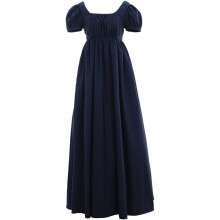 (M) Regency Era Navy Blue Dress Emma Jane Austen Ball Gown for Women Prom