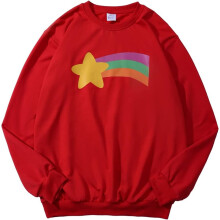 (S, Red) Mabel Pines Cosplay Costume Rainbow Star Crewneck Sweatshirt Pullover