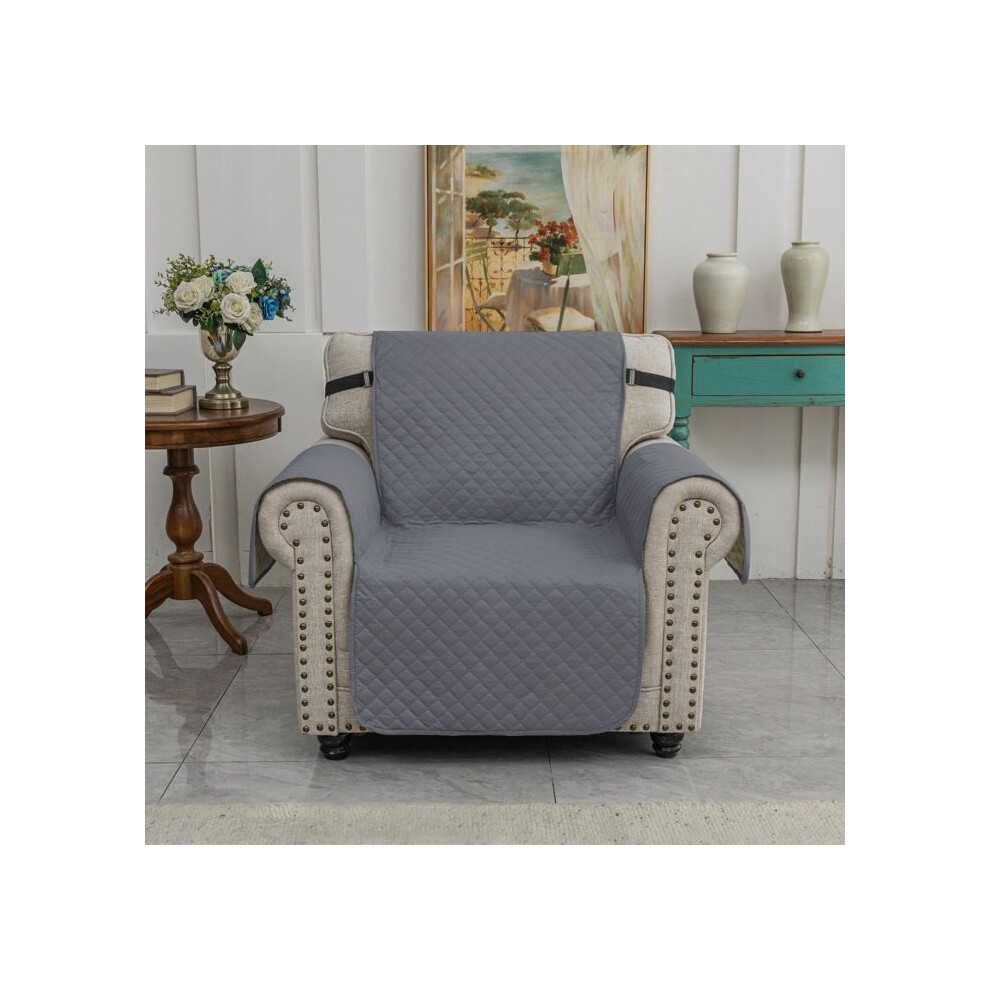 Housse de fauteuil imperméable, housse de canapé réversible, housse de canapé 1 place, gris foncé