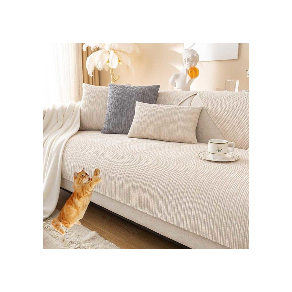 Housse de canapé d'angle anti-salissures pour chat, protection de canapé pour chien, blanc crème – 90 x 180 cm