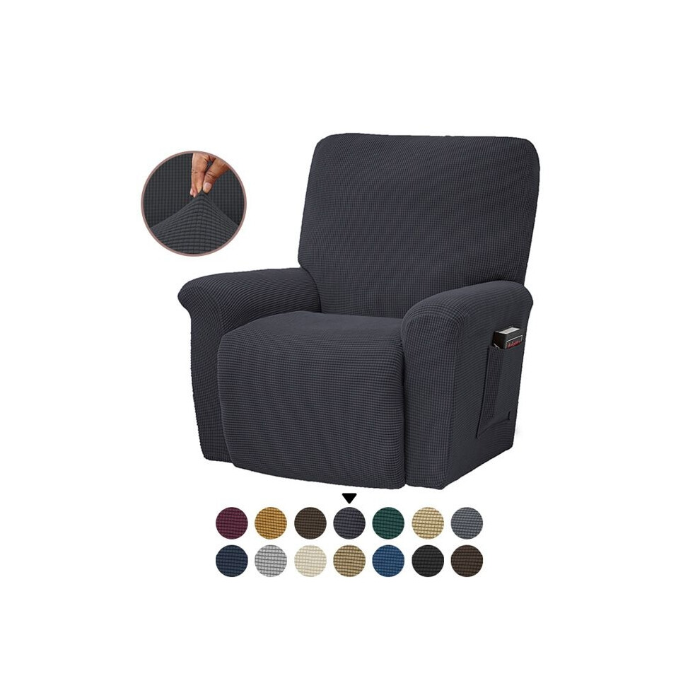 Housse de fauteuil relax 1 place, housse de canapé extensible jacquard à carreaux, anthracite