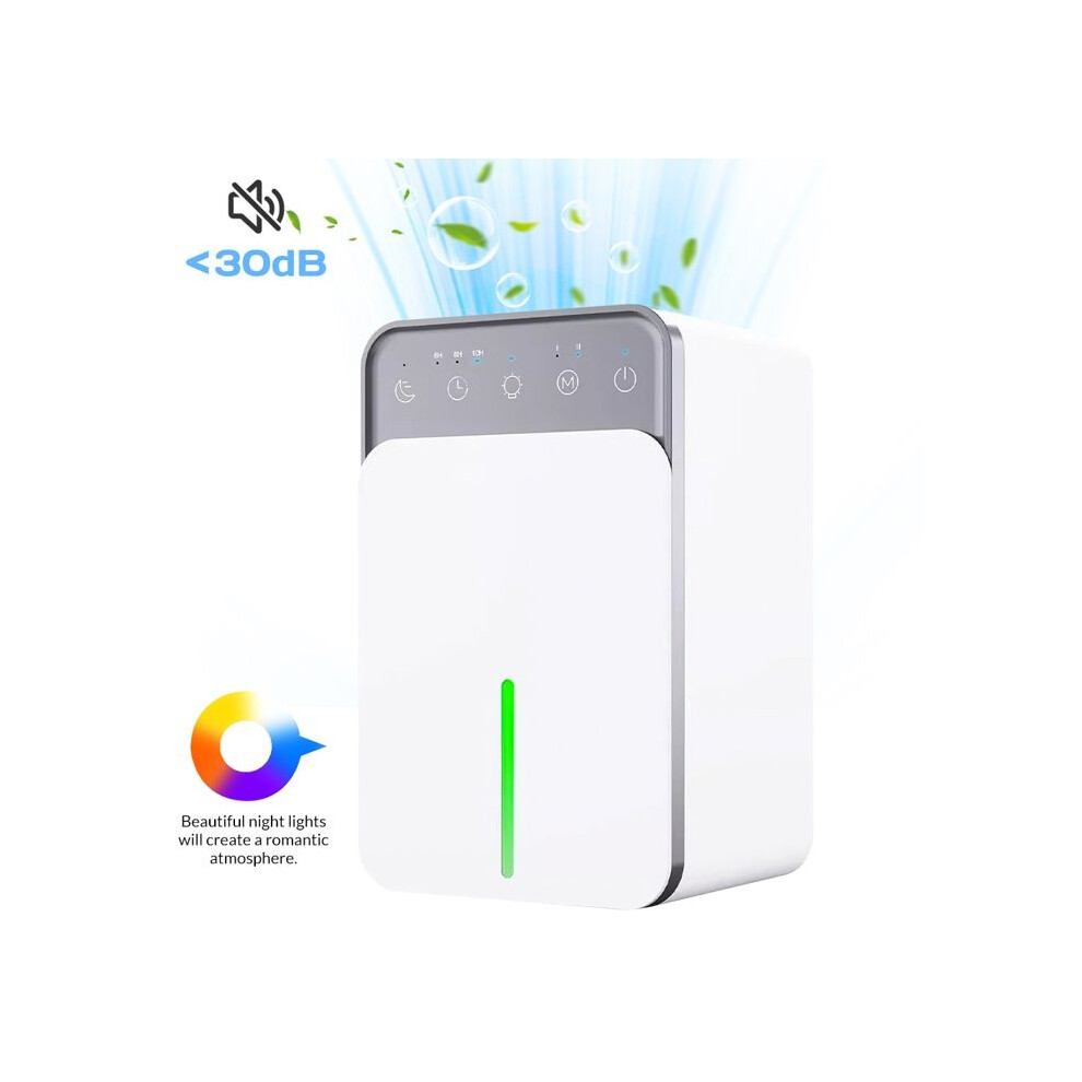Déshumidificateur 1200 ml, déshumidificateur d'air électrique compact, portable et silencieux avec arrêt automatique et lumière LED colorée