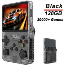 Console de jeux vidéo rétro noire R36S (128 g), 20 000 jeux classiques intégrés, écran IPS 3,5 pouces