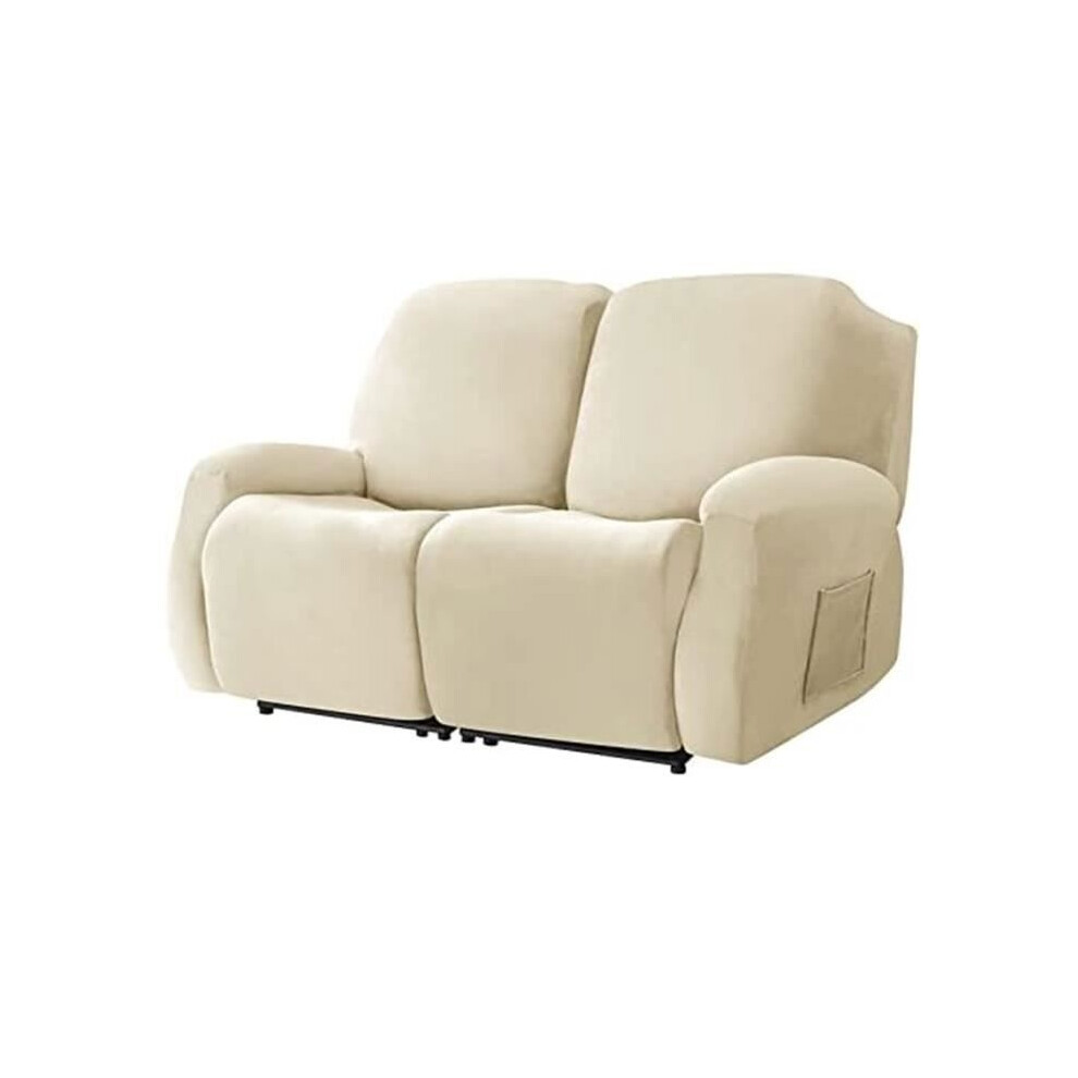 Housse de fauteuil inclinable en velours, housse de canapé en velours doux pour fauteuil inclinable 2 places, beige multi-usages