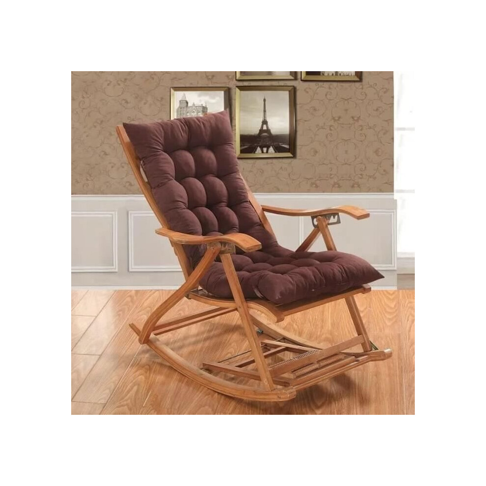 Coussin de chaise à bascule pour jardin et terrasse, 110 x 40 cm, grand coussin épais pour chaise inclinable, couleur café