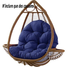 Coussin de chaise suspendu avec oreiller, lavable, épais, pour l'extérieur, 120 x 80 cm, bleu marine