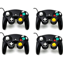 Pack de 4 manettes vibrantes noires pour consoles Nintendo Gamecube et Wii