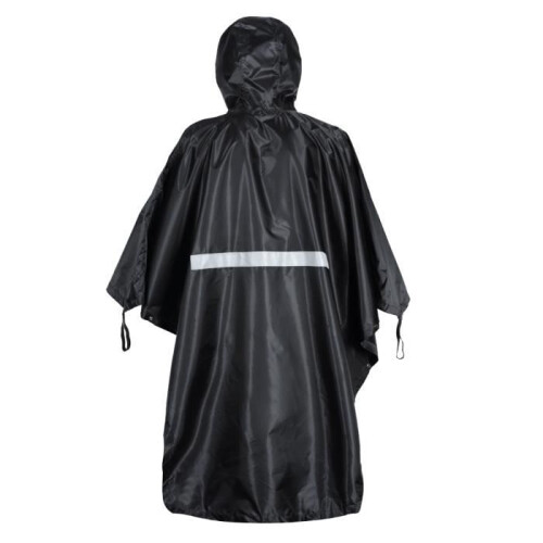 Poncho de cyclisme imperméable avec bandes réfléchissantes noir - MARQUE - Modèle - Capuche - Léger - Compact 1