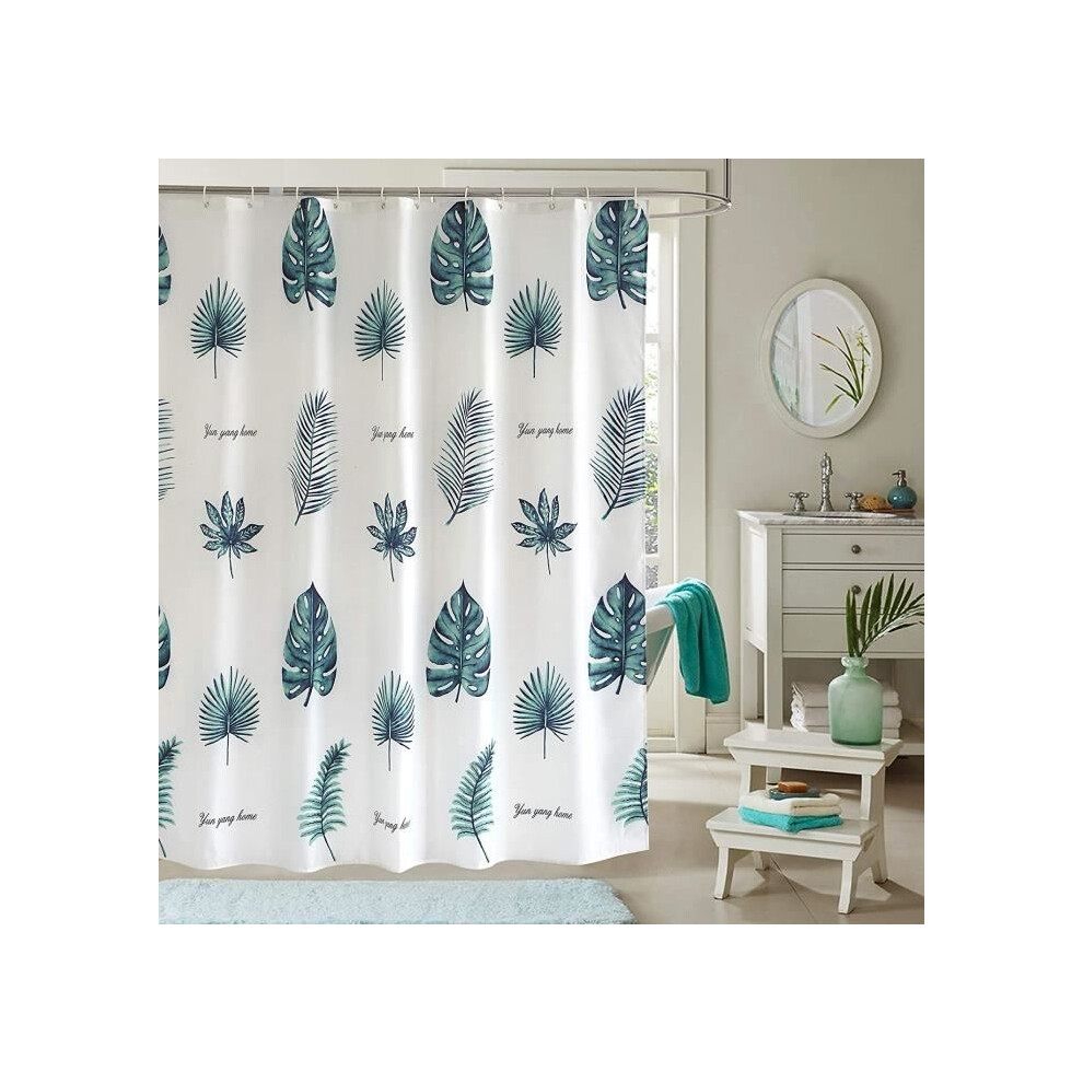 Rideau de douche en tissu imperméable anti-moisissure avec crochets, antibactérien, lavable en machine, vert, 180 x 180 cm - XIANSHCH