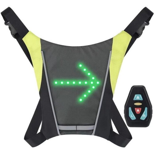 Gilet de cyclisme LED - Marque inconnue - Avec indicateur de direction - Télécommande - Rechargeable par USB