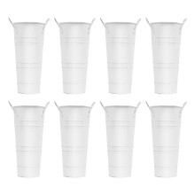 (White) 8PCS Metal Vases, Flower Vases for Bouquet, Flower Bucket Vases