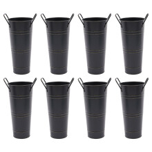 (Black) 8PCS Metal Vases, Flower Vases for Bouquet, Flower Bucket Vases