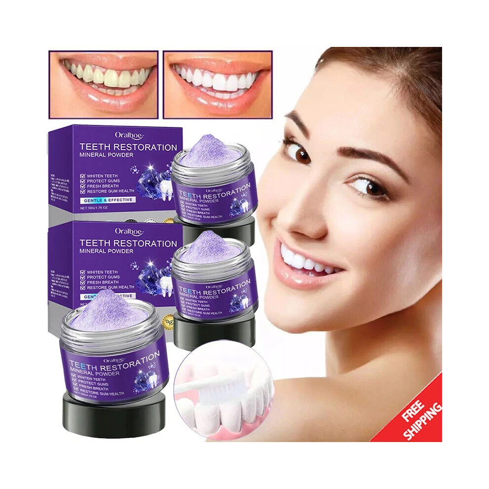 Purple 3Pc Dental Restoration Mineral Powder, Mineral Tooth Powder,Teeth Whitening