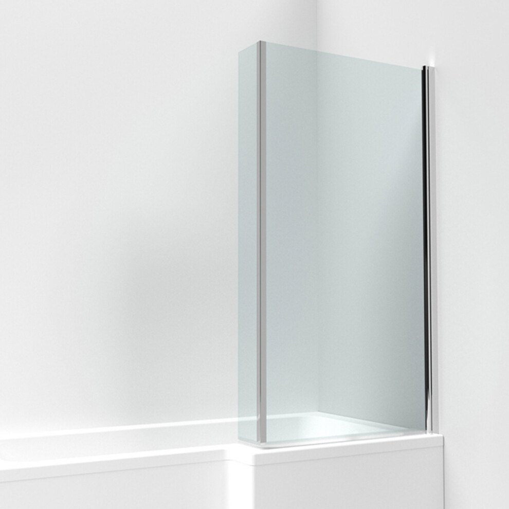 Nes Home Chrome 795 mm L-Shaped Hinged Bath Screen