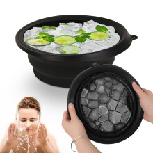 Foldable Face Ice Bath Bowl, Face Bowl for Ice with Built In Icetray, Collapsible Silicone Facial Cold Plunge with Built-in Ice Tray