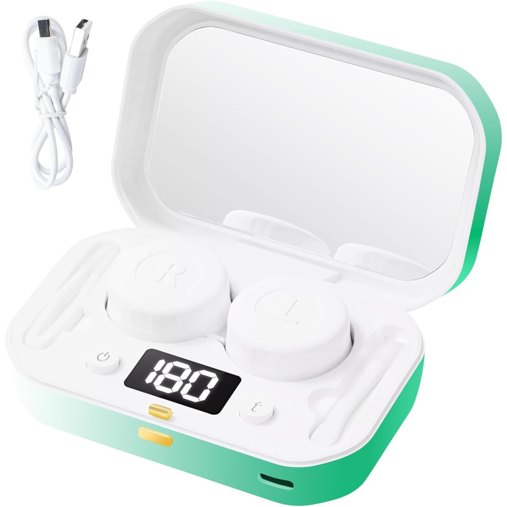 Green (Green) Contact Lens Clean Machine, Portable Ultrasonic Contact Lens Cleaner With 4 Timing Modes, 360 High-Frequency Vibration For Cleaning Soft Lense