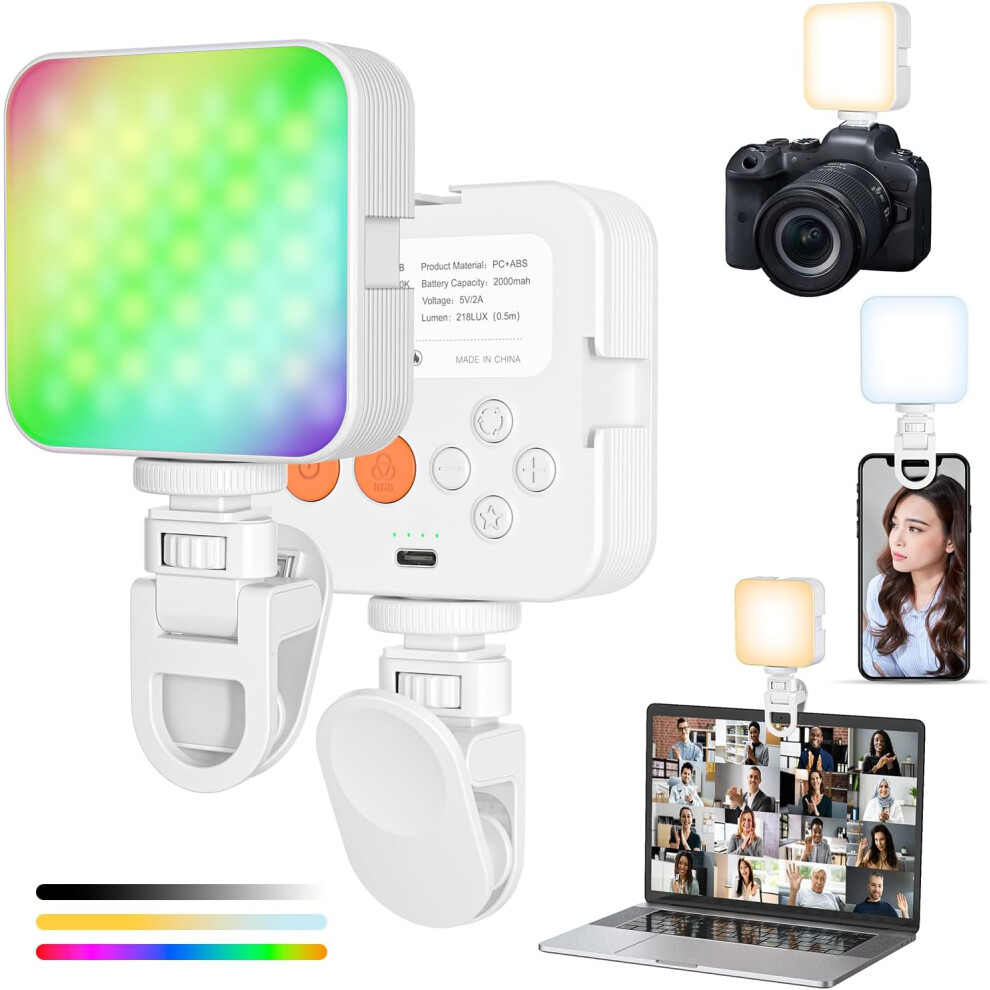 Magnetic RGB Video Light, 360 Full Color RGB97 LED Camera Light, Rechargeable Portable Photography Selfie Lighting, Selfie Light for Tablet, Laptop