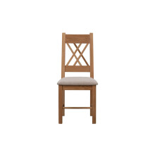 Bologna Oak Pair of Natural Oak Dining Chairs - Fabric Seat - L48 x W66 x H109 cm