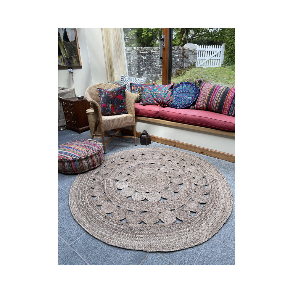 GHERANA Circle Rug in Flat Weave Round Design - Jute - L150 x W150-image-OPC-PHSV59B-NEW