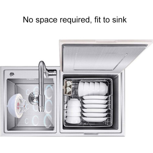 (Blue) Dishwasher, Mini, Portable, Waterproof, Blue, 8.1 oz, Abs, Touch Controls, Freestanding 2