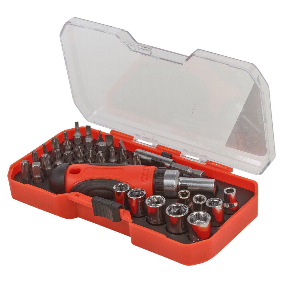 36Pc Ratchet Screwdriver Set Case Socket Bits Magnetic Holder 5063536153980