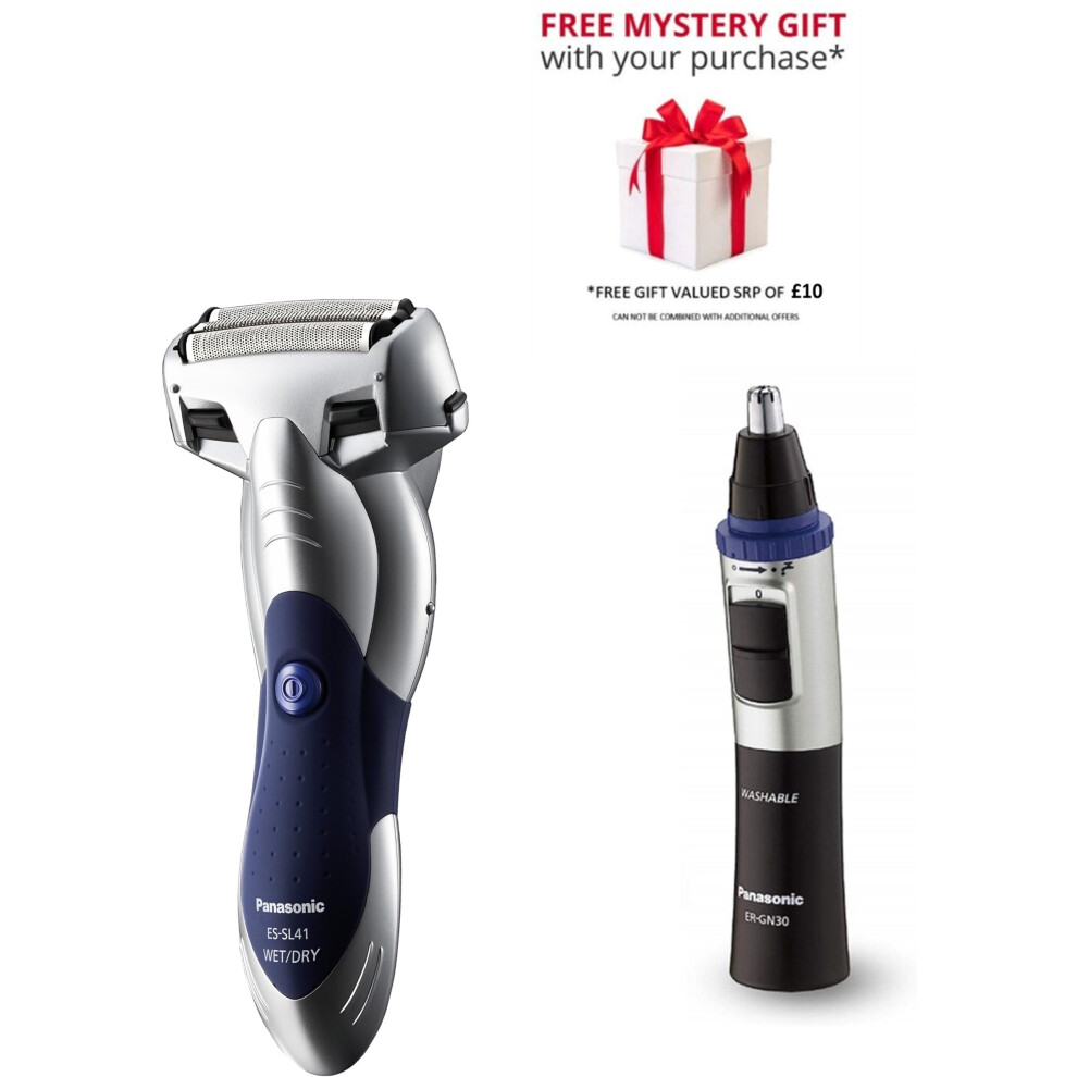 Panasonic ES-SL41 + ER-GN30 Shaver & Facial Hair Trimmer Bundle - Free Gift RRP 10!