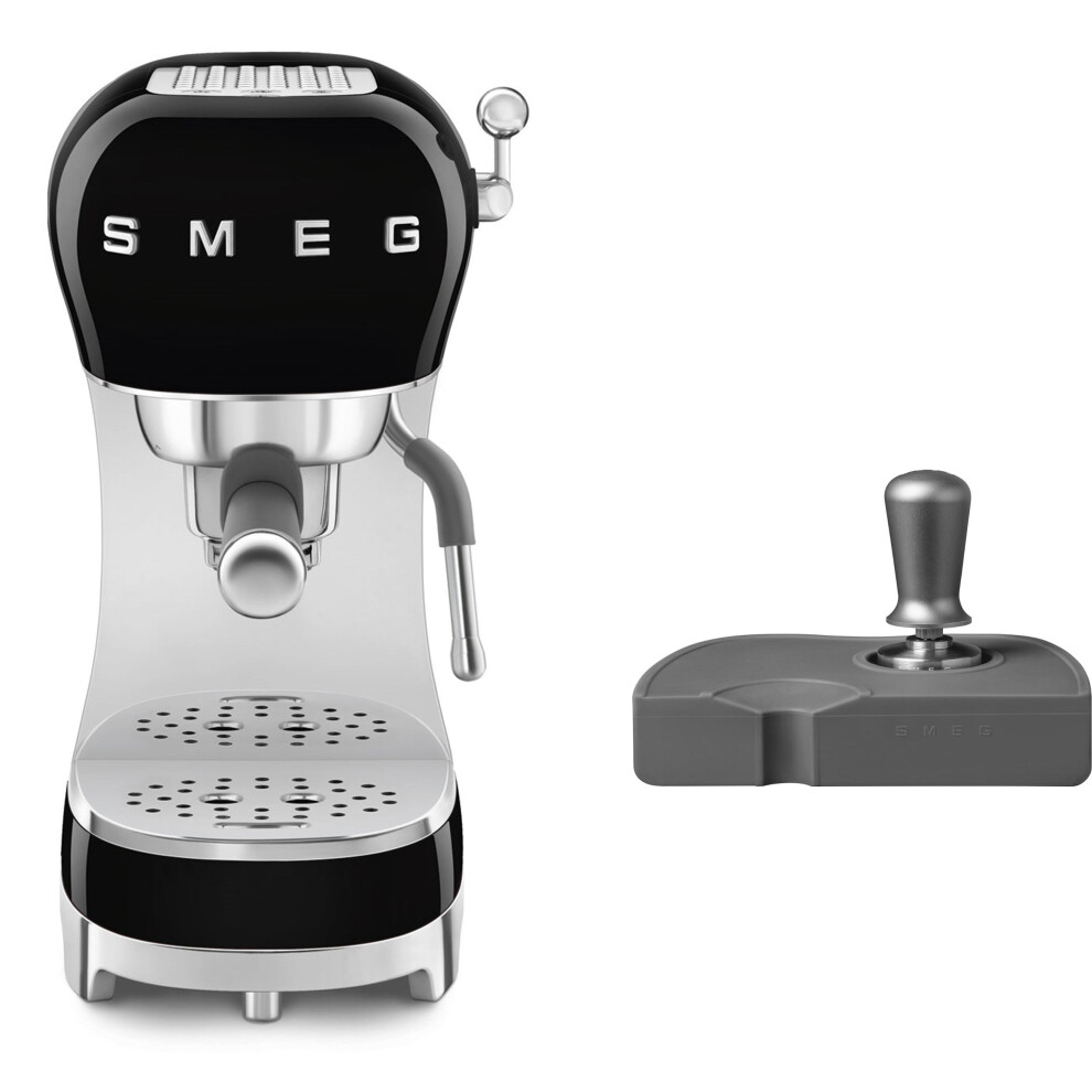 (Black) Smeg ECF02 Espresso Machine + ECTS01 Coffee Tamper Bundle