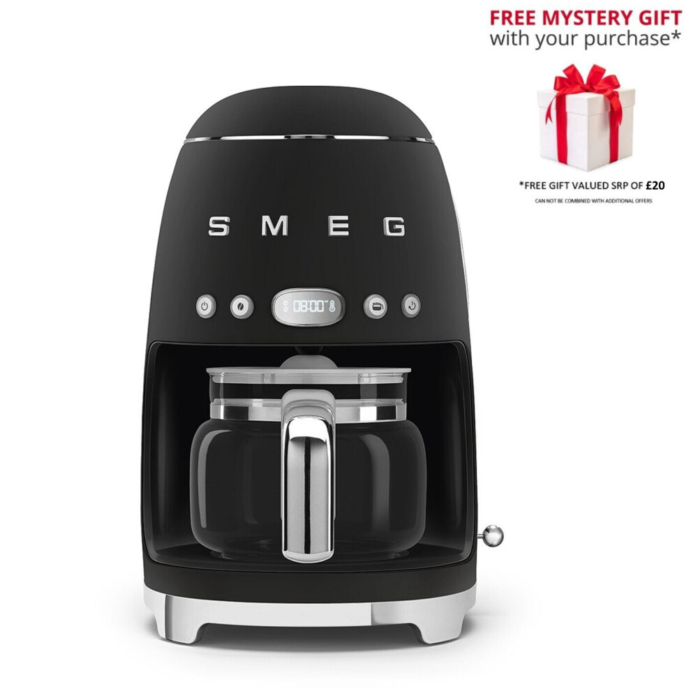 (Matte Black) Smeg DCF02 Drip Filter Coffee Machine -  Matte Colour - Free Gift RRP 20!