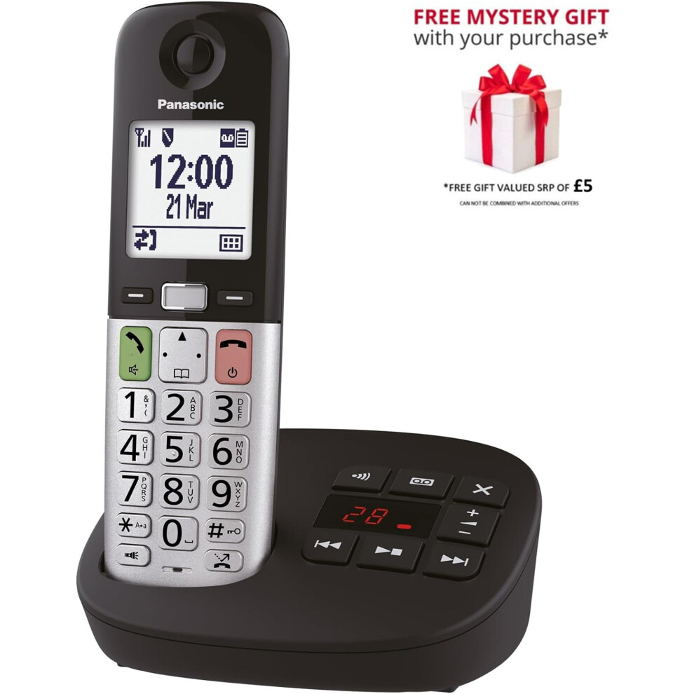 Panasonic KX-TGU430EB Digital Cordless Landline Phone, Answering Machine, 1 Handset - Free Gift RRP 5!