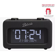 (Black) Roberts Revival Rest Digital FM/DAB/DAB+ Bluetooth Bedside Clock Radio - Free Gift RRP 15!