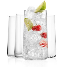 4 Set Modern Crystal Glass Tall Highball Drinking Glasses for Water and Juice 18 Ounces