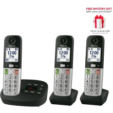 Panasonic KX-TGU433EB Digital Cordless Landline Phone, Answering Machine, 3 Handsets - Free Gift RRP 15!