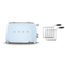 (Pastel Blue) Smeg TSF01 2 Slice Toaster + TSSR01 2-Sandwich Racks Bundle