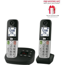 Panasonic KX-TGU432EB Digital Cordless Landline Phone, Answering Machine, 2 Handsets - Free Gift RRP 10!