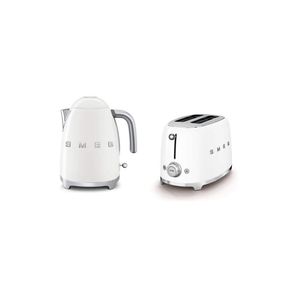 (Matte White) Smeg Matte Bundle Set KLF03 Kettle & TSF01 2 Slice Toaster