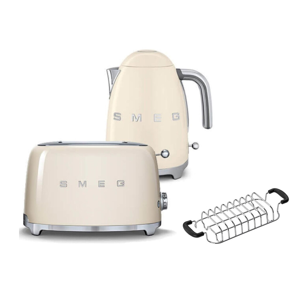 Smeg Cream (Cream) Klf03 Kettle + Tsf01 Toaster + Tsbw01 Bun Warmer Bundle