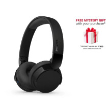 (Black) Philips TAH3209 Lightweight On Ear Wireless BT Headphones Passive Noise Isolation - Free Gift RRP 10!
