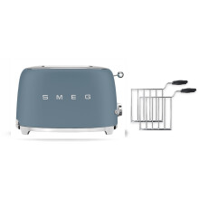 (Storm Blue) Smeg TSF01 Matte 2 Slice Toaster + TSSR01 2-Sandwich Racks Bundle