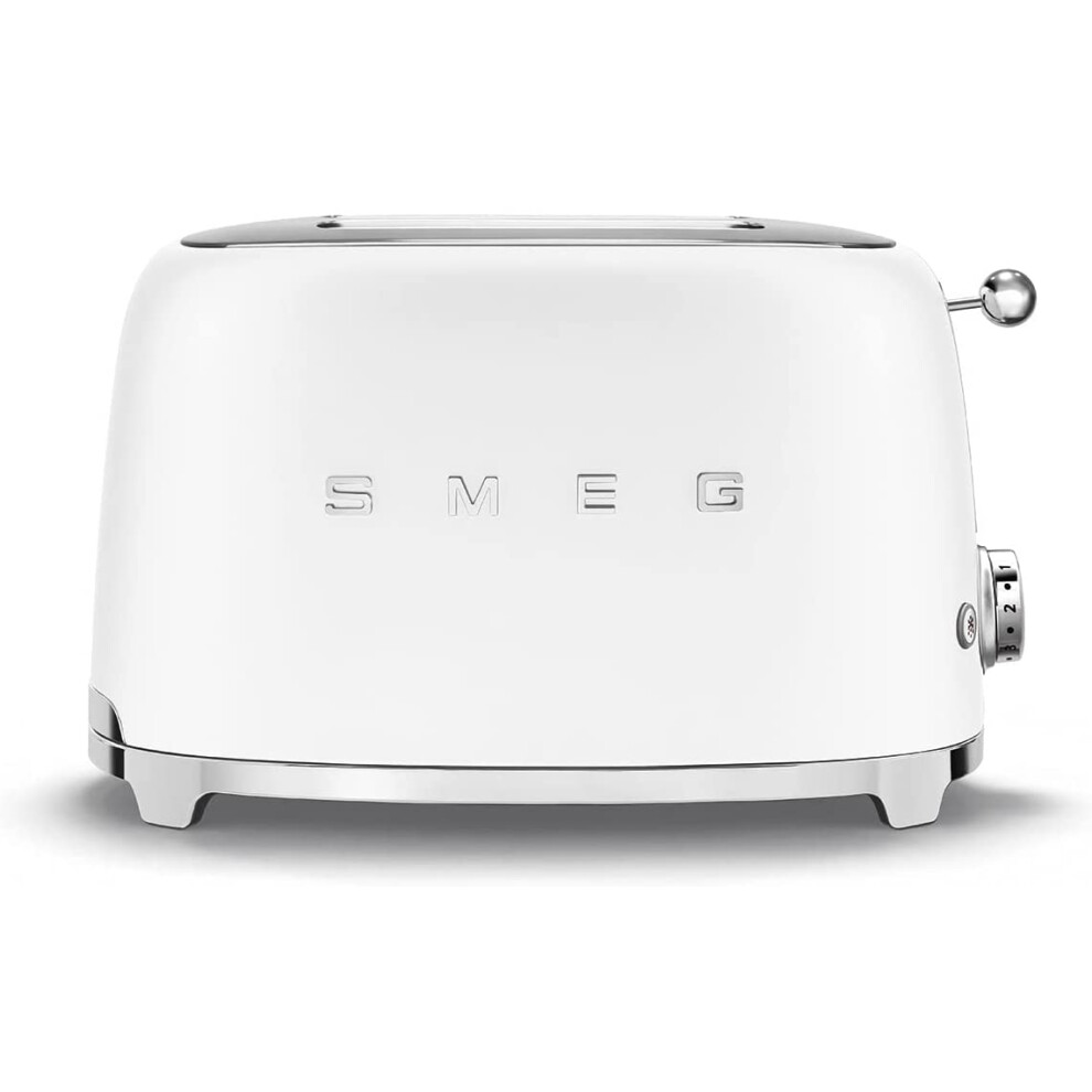 (Matte White) Smeg TSF01 Retro Matte Style 2 Slice Toaster