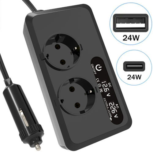 200W bilinverter DC 12V til 230V AC strøminvertere EU-stik 1